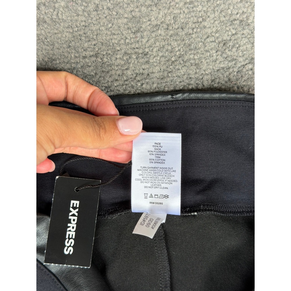 Express Black Faux Leather Leggings High Waisted Skinny Pants Small NWT - Picture 3 of 7